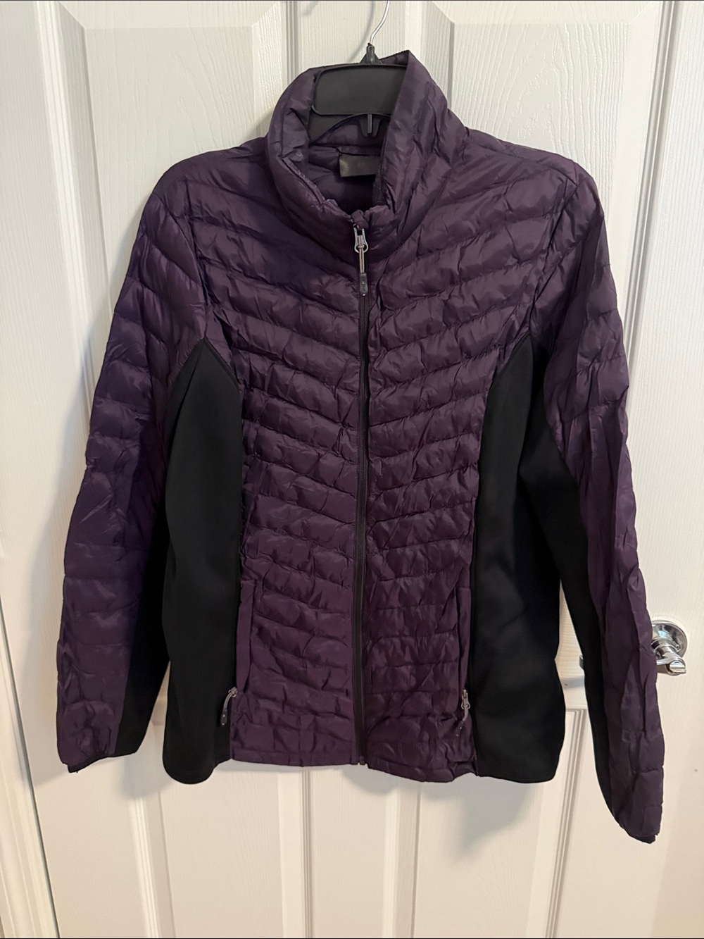 32 Degrees Quilted Purple Puffer Jacket with Black Panels